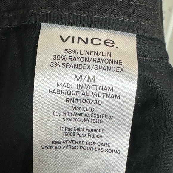 Vince Linen Blend Pleated Wide Leg Pull On Lightweight Black Pants, Medium - Picture 10 of 14